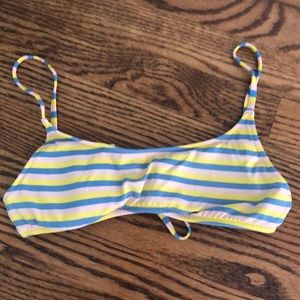 J. Crew Pink, Blue, and Yellow Striped Bikini Top
